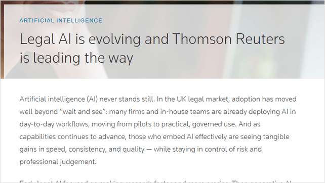 Legal AI Is Evolving And Thomson Reuters Is Leading The Way