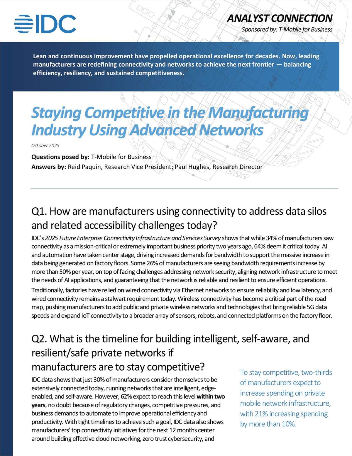 Staying Competitive in the Manufacturing Industry Using Advanced Networks