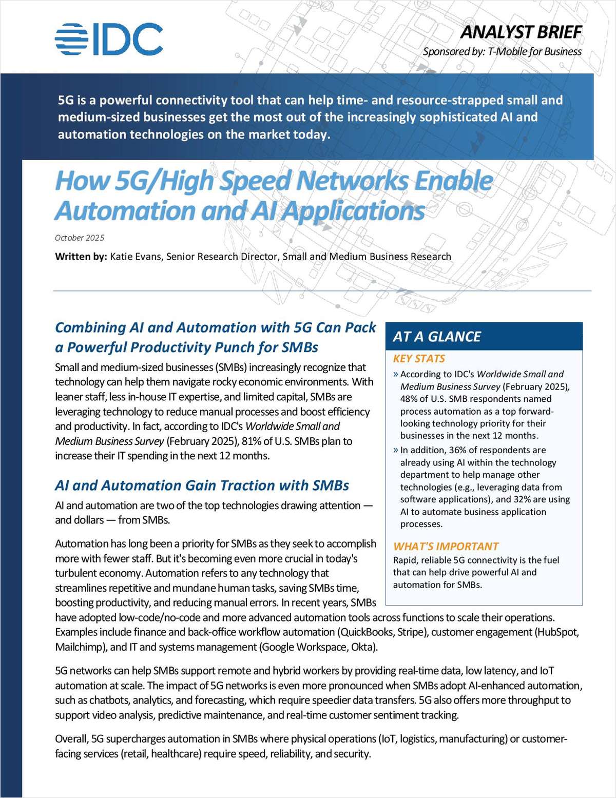 How 5G/High Speed Networks Enable Automation and AI Applications