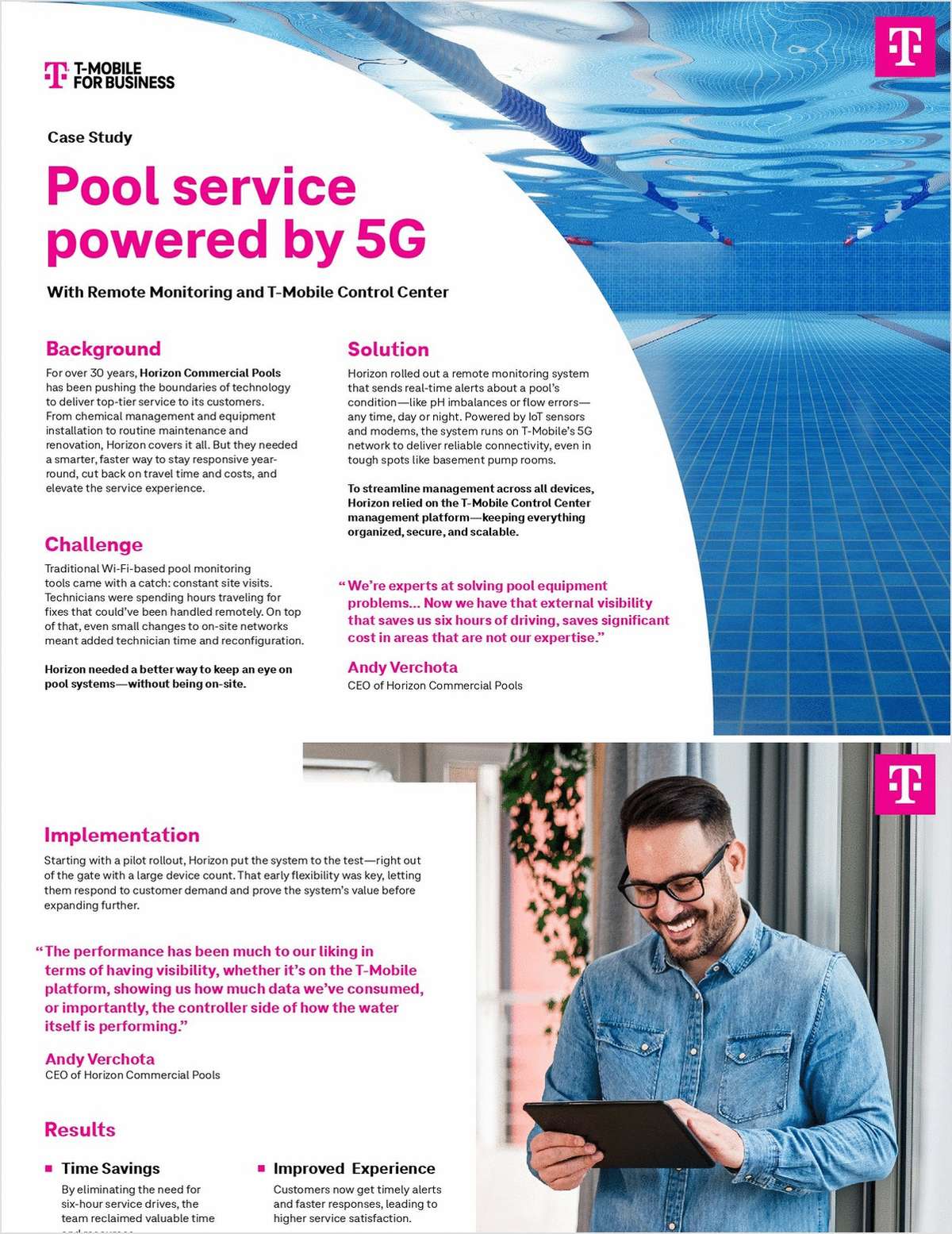 Pool service powered by 5G with Remote Monitoring and T-Mobile Control Center