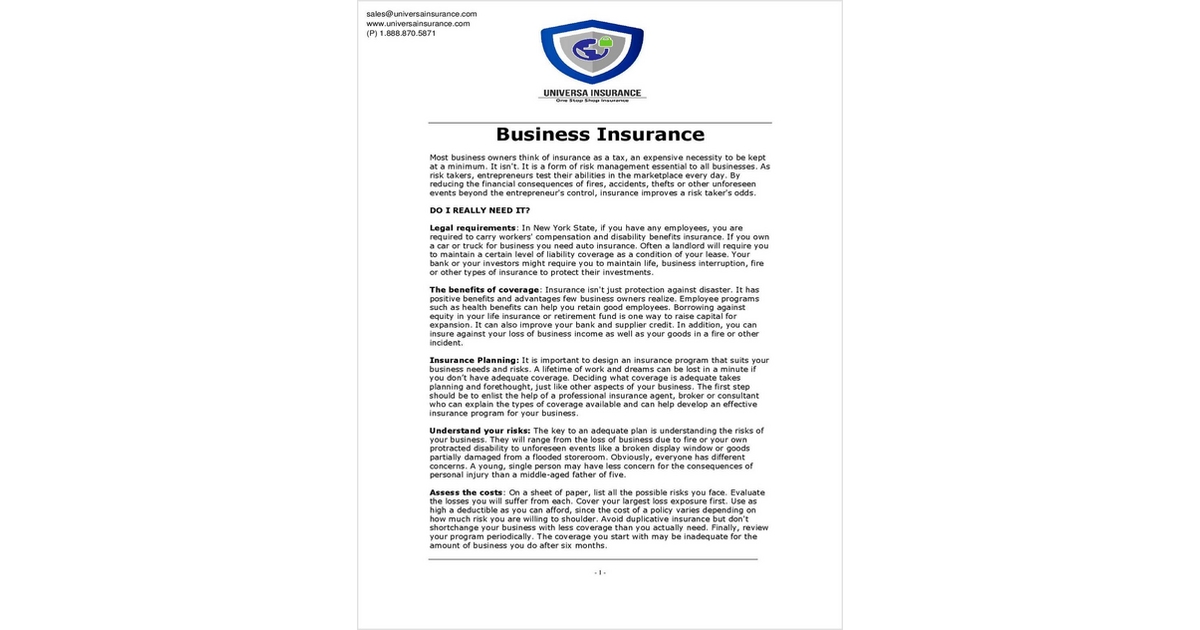 Tips for Choosing the most appropiate insurance coverages for your business.