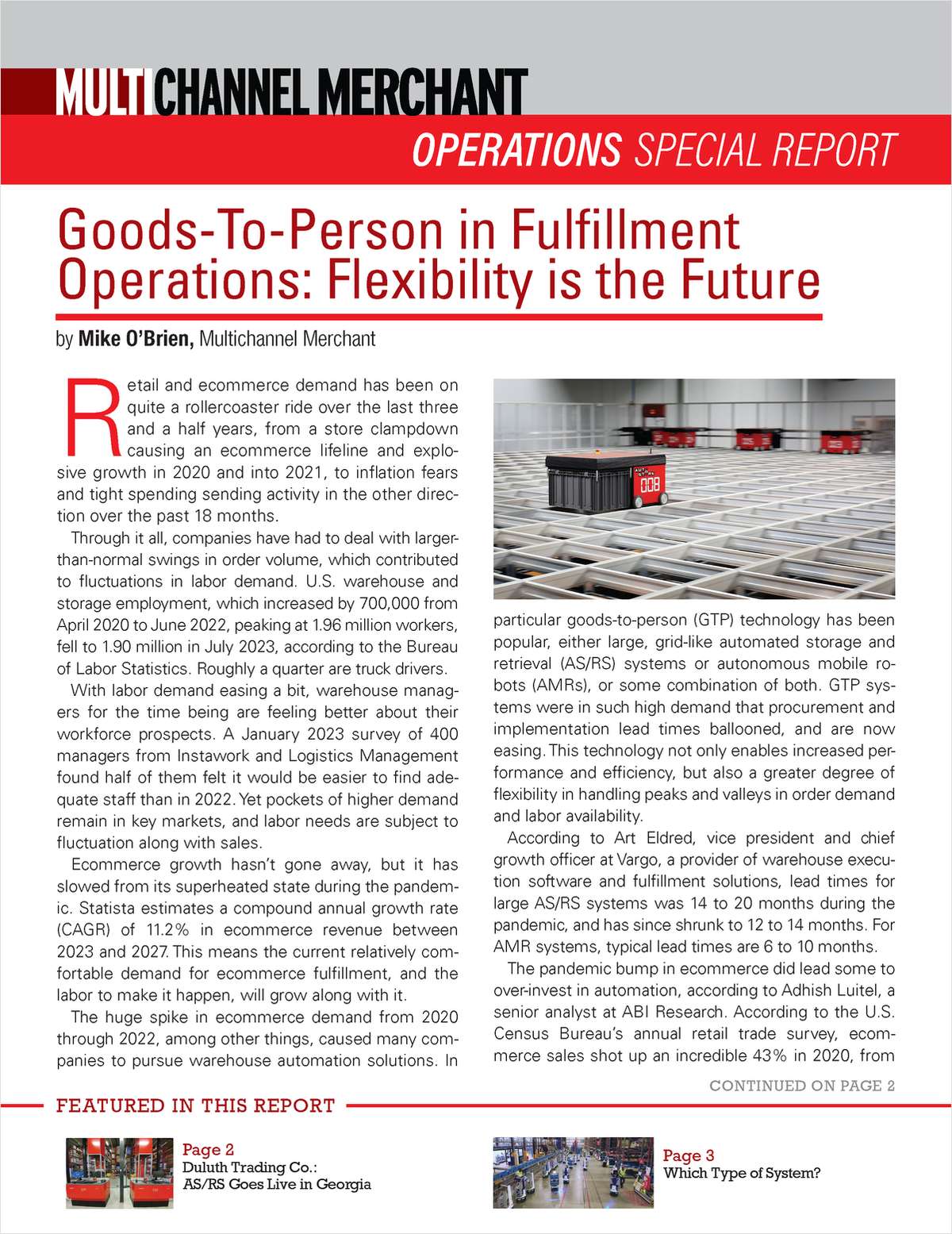 Goods-To-Person E-Fulfillment Technology: Flexing Along With Demand