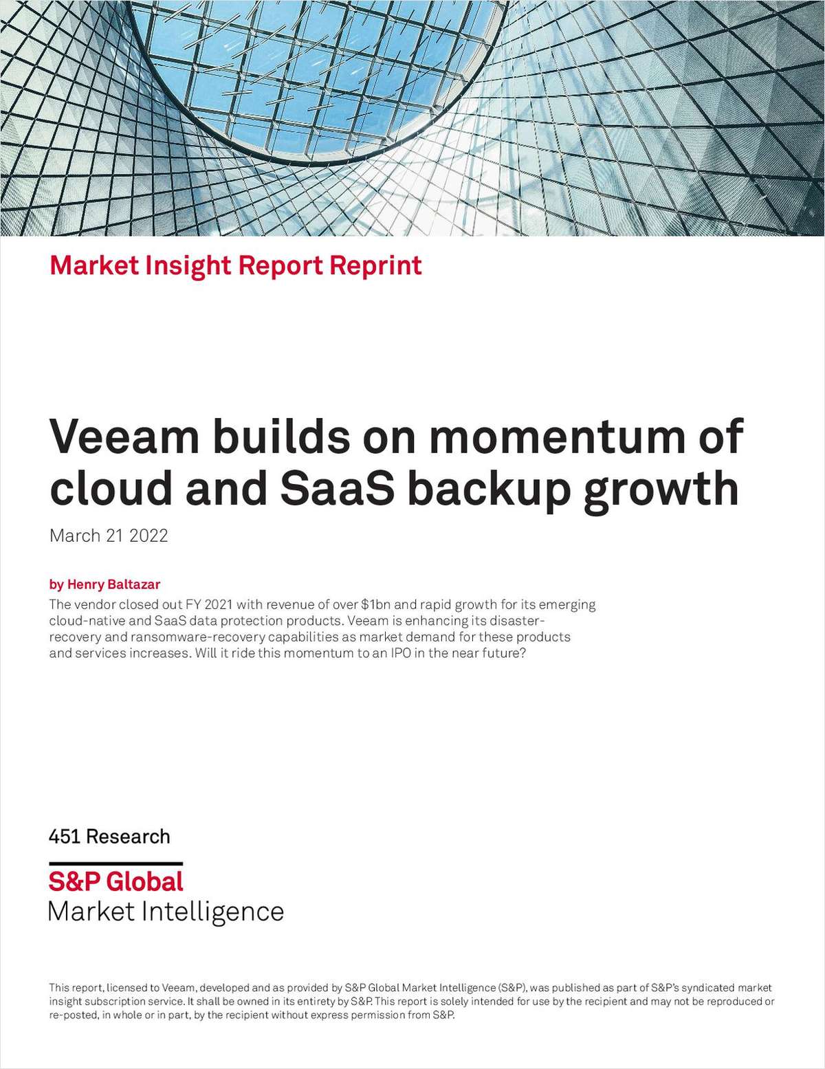 Market Insight Report: Veeam builds on momentum of cloud and SaaS backup growth