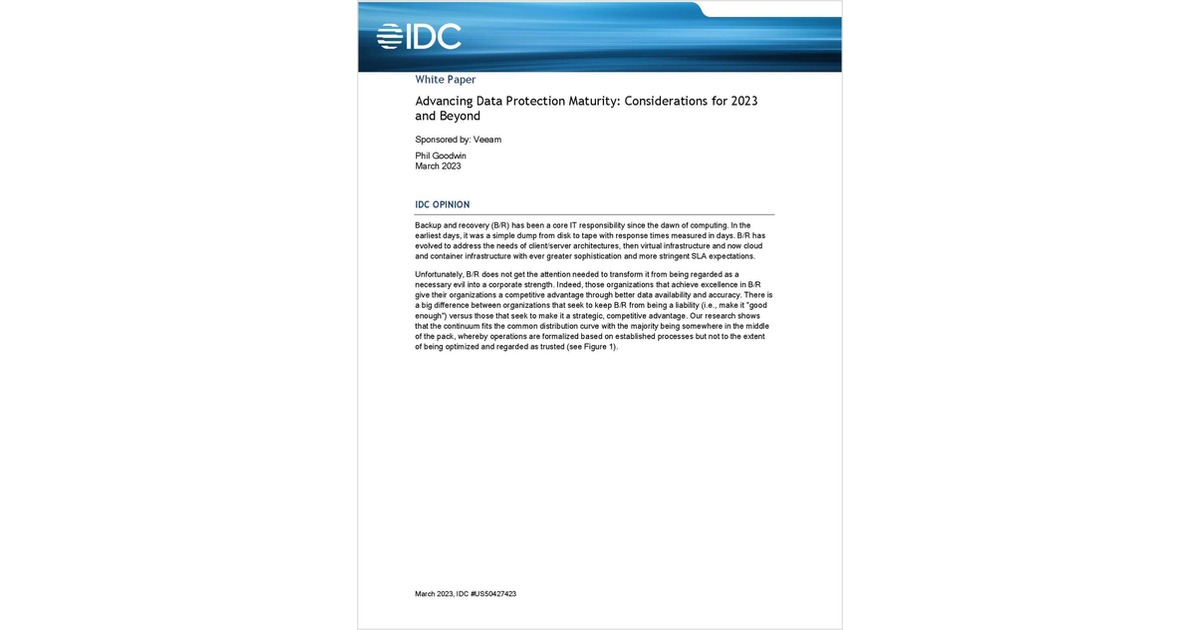 Advancing Data Protection Maturity: Considerations for 2023 and Beyond Free White Paper - Vimarsana News