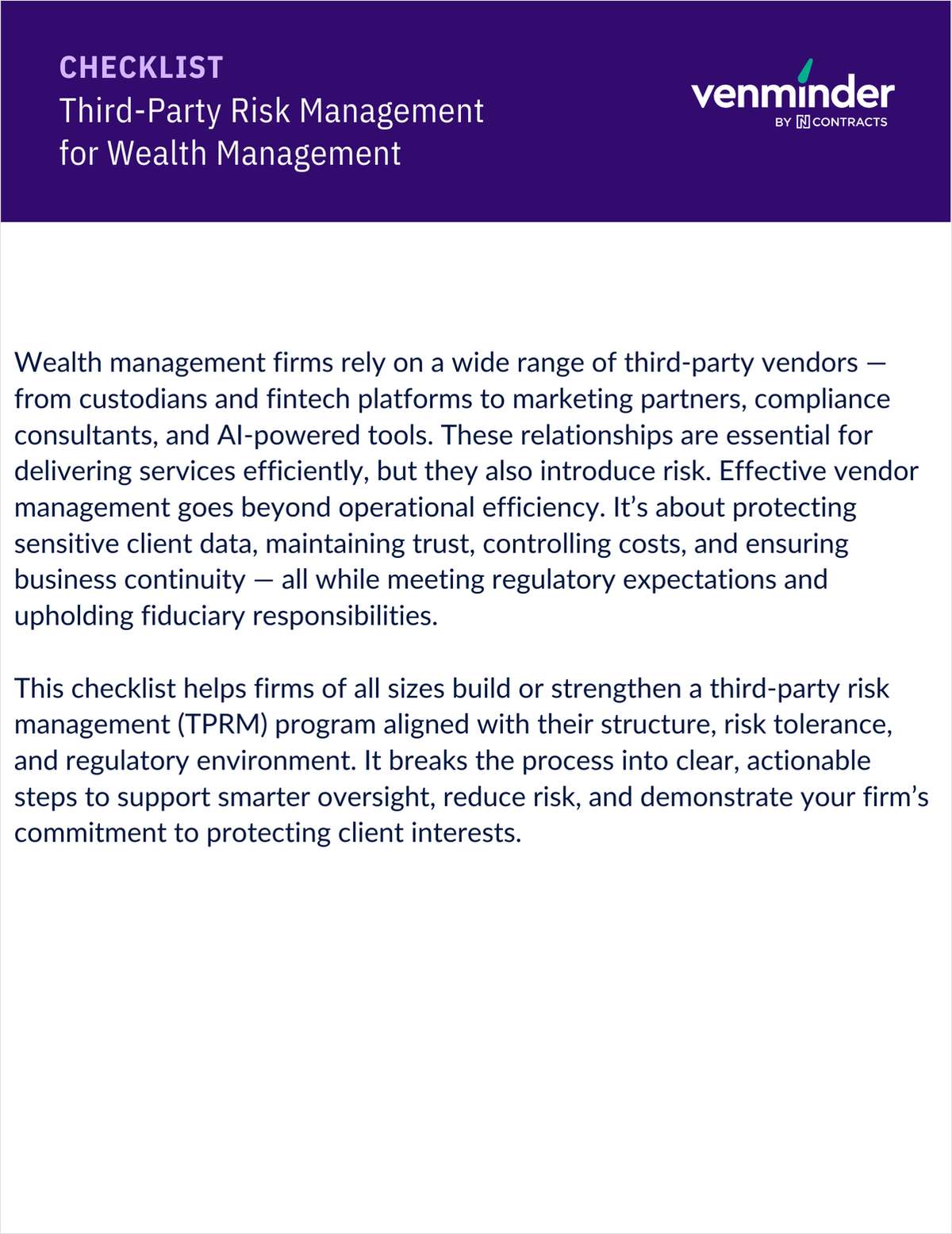 A Comprehensive TPRM Checklist for Modern Wealth Management Firms