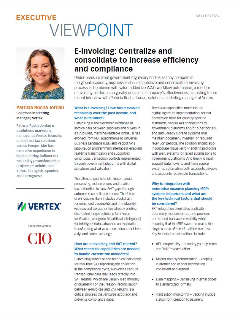 E-invoicing: Centralize and consolidate to increase efficiency and compliance