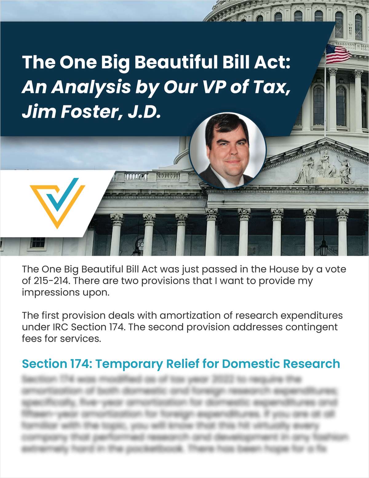 The One Big Beautiful Bill Act: An Analysis by Our Vice  President of Tax, Jim Foster, J.D.