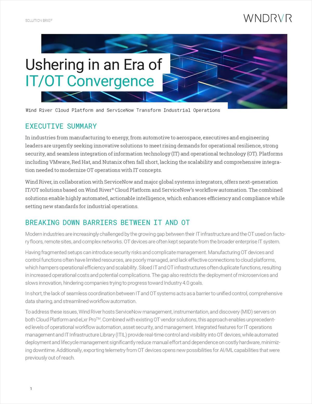 Ushering in an Era of IT/OT Convergence