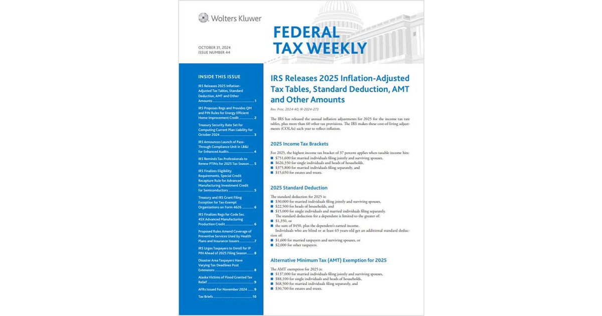 Sneak Peak: Federal Tax Weekly on CCH AnswerConnect Free eNewsletter