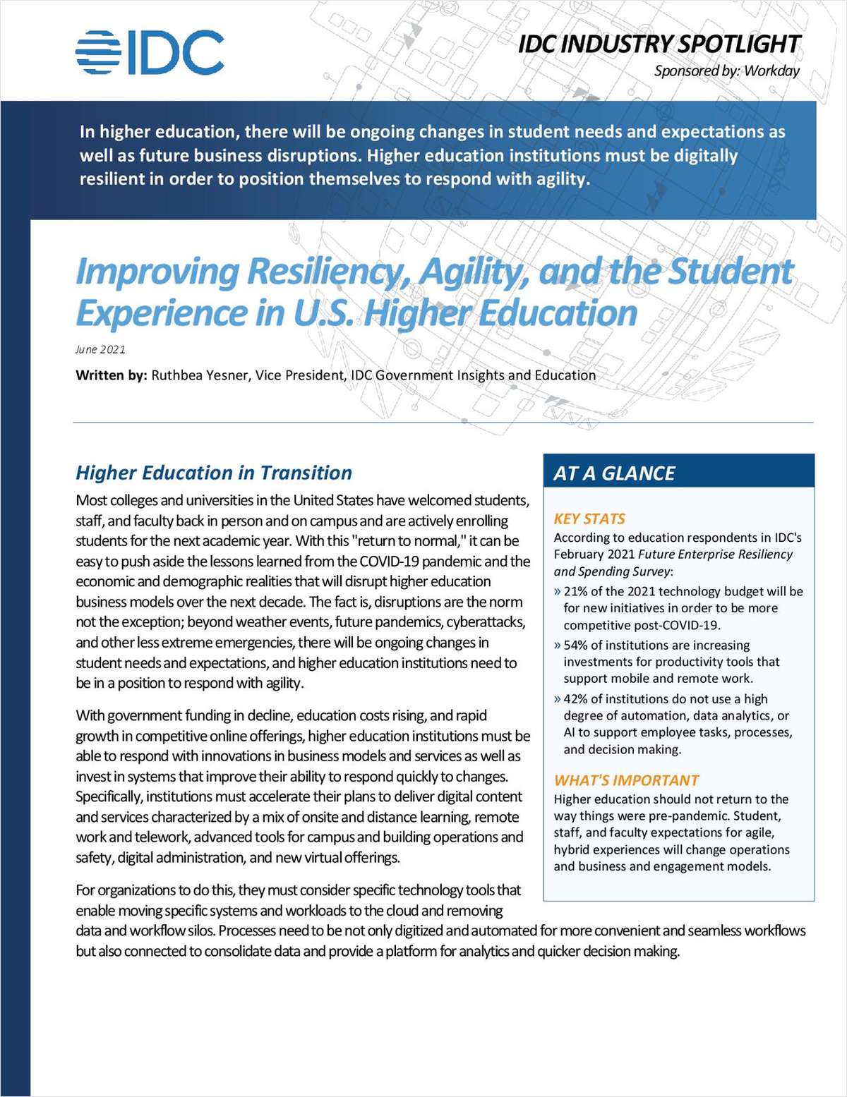 IDC Industry Spotlight: Improving Resiliency, Agility, and the Student Experience in U.S. Higher Education
