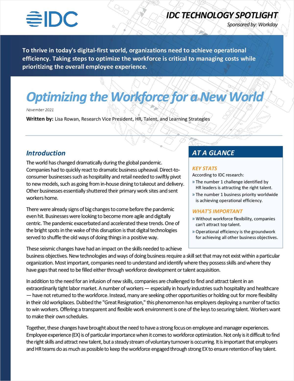 IDC Spotlight: Optimizing the Workforce for a New World