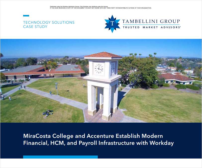 Miracosta College and Accenture Establish Modern Financial, HCM, and Payroll Infrastructure with Workday