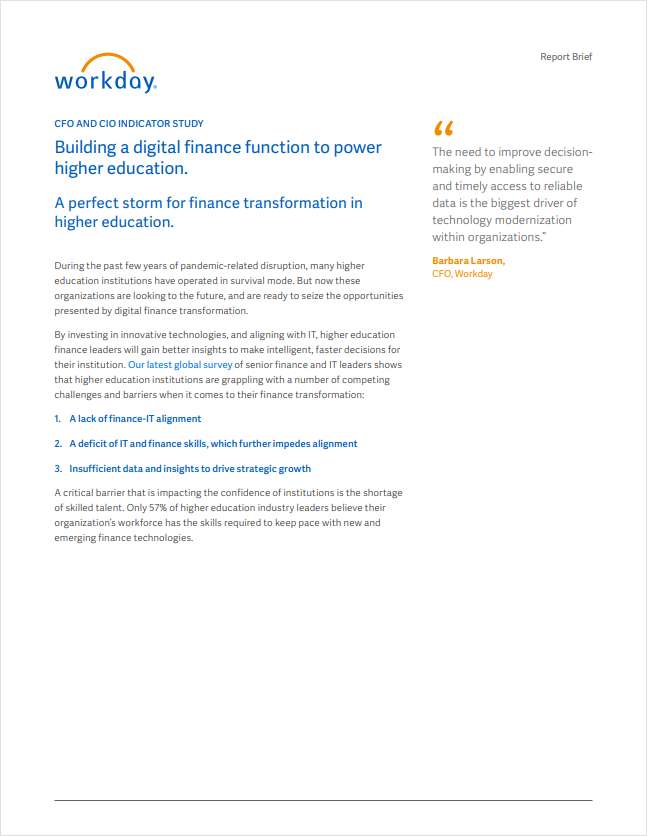 CFO and CIO Indicator Study: Building a Digital Finance Function to Power Higher Education