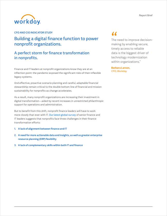 CFO and CIO Indicator Study: Building a Digital Finance Function to Power Nonprofit Organizations