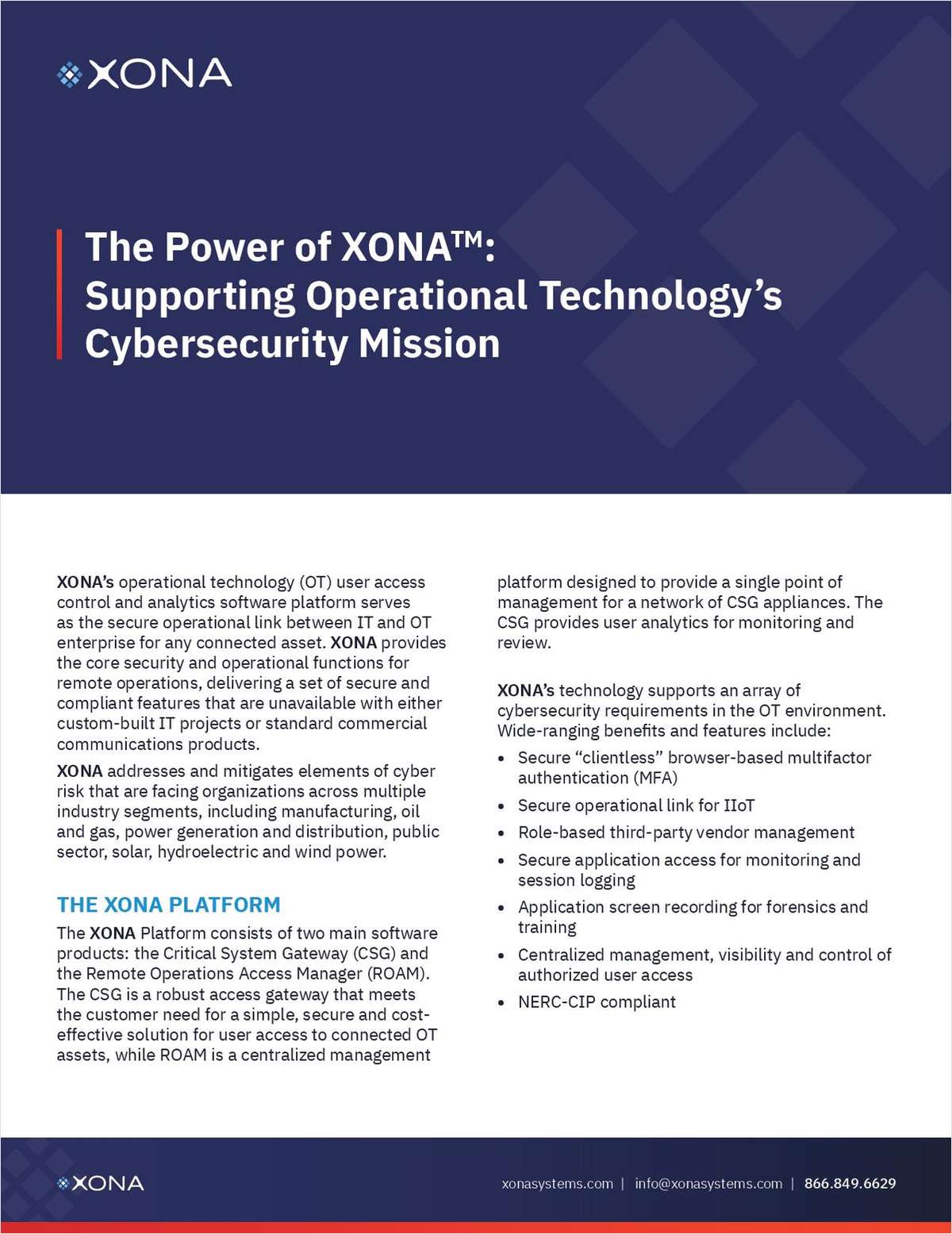 Supporting Operational Technology's Cybersecurity Mission with XONA